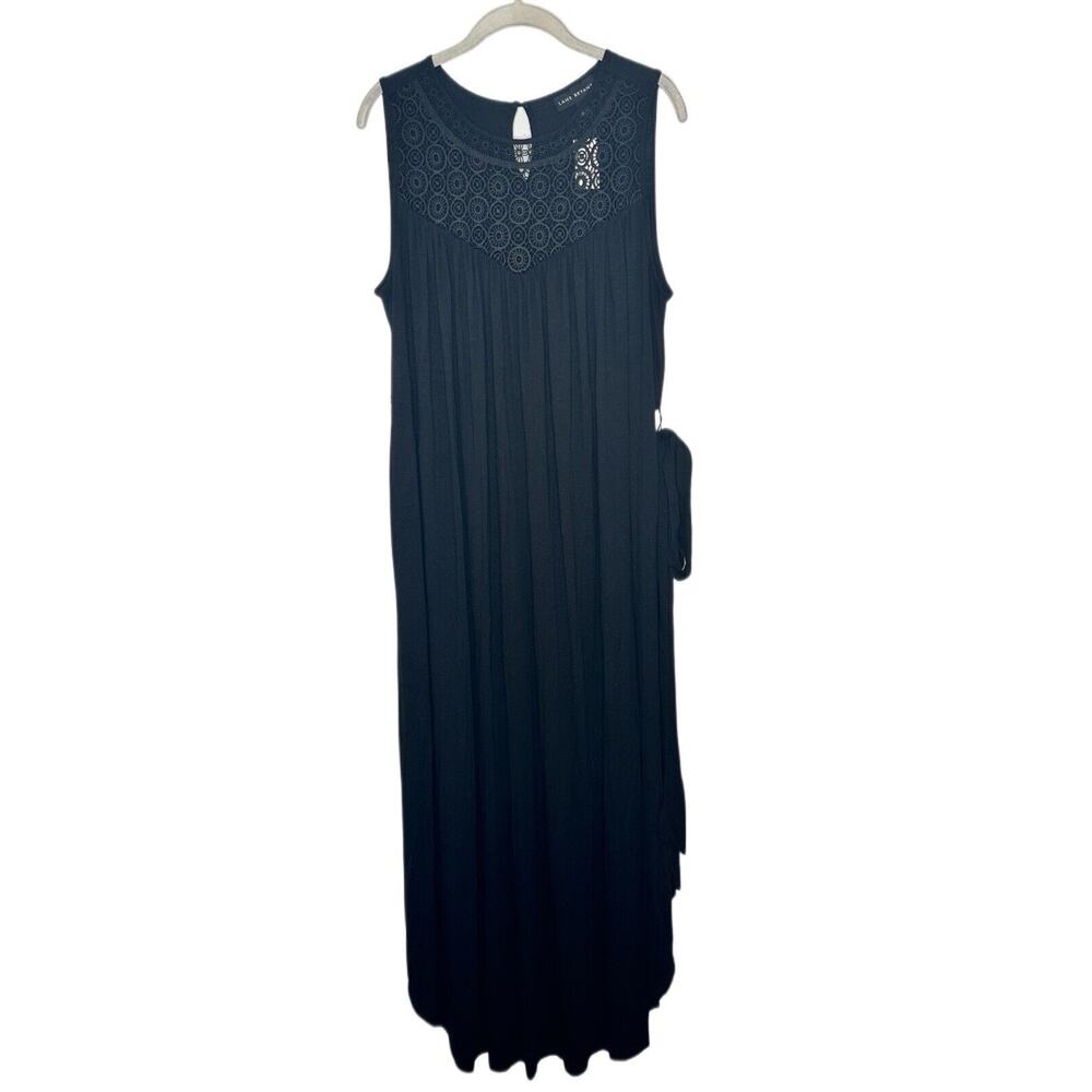 Lane Bryant Black Embroidered Maxi Sleeveless Pockets Women’s Size 14/16 NWT
